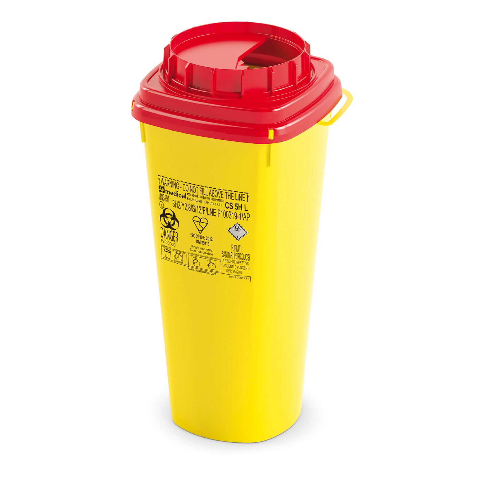 CS Контейнер для збору та утилізації голок і медичних відходів ємкість 5H л. (з PP, квадратний)